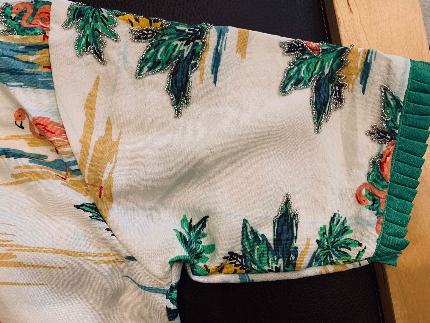 Size 36/42 White, Green Digital Print Bird, Leaves Rayon Silk Embroidered Blouse | Designer Blouse | Ethnic Blouse | SumasEthnicWear