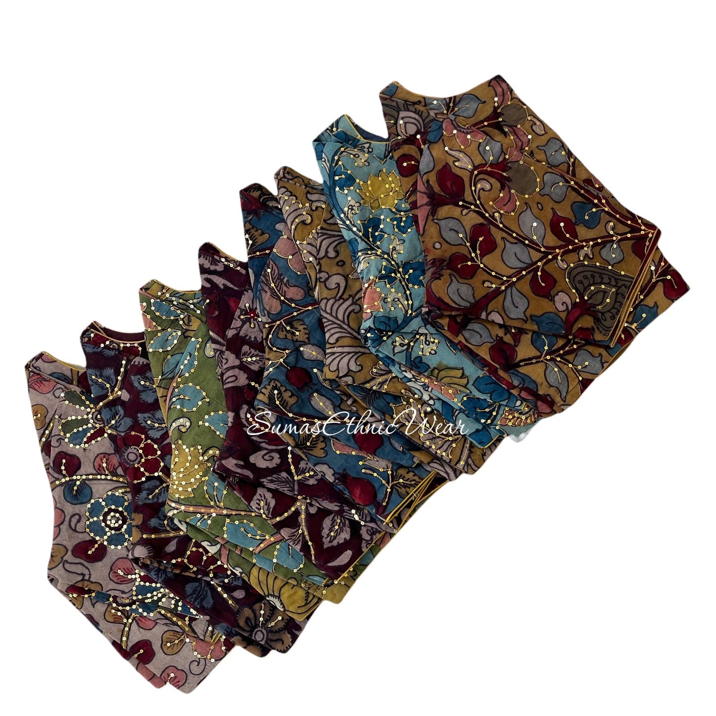 Maroon Silk Kalamkari Sequin Embroidered Blouse