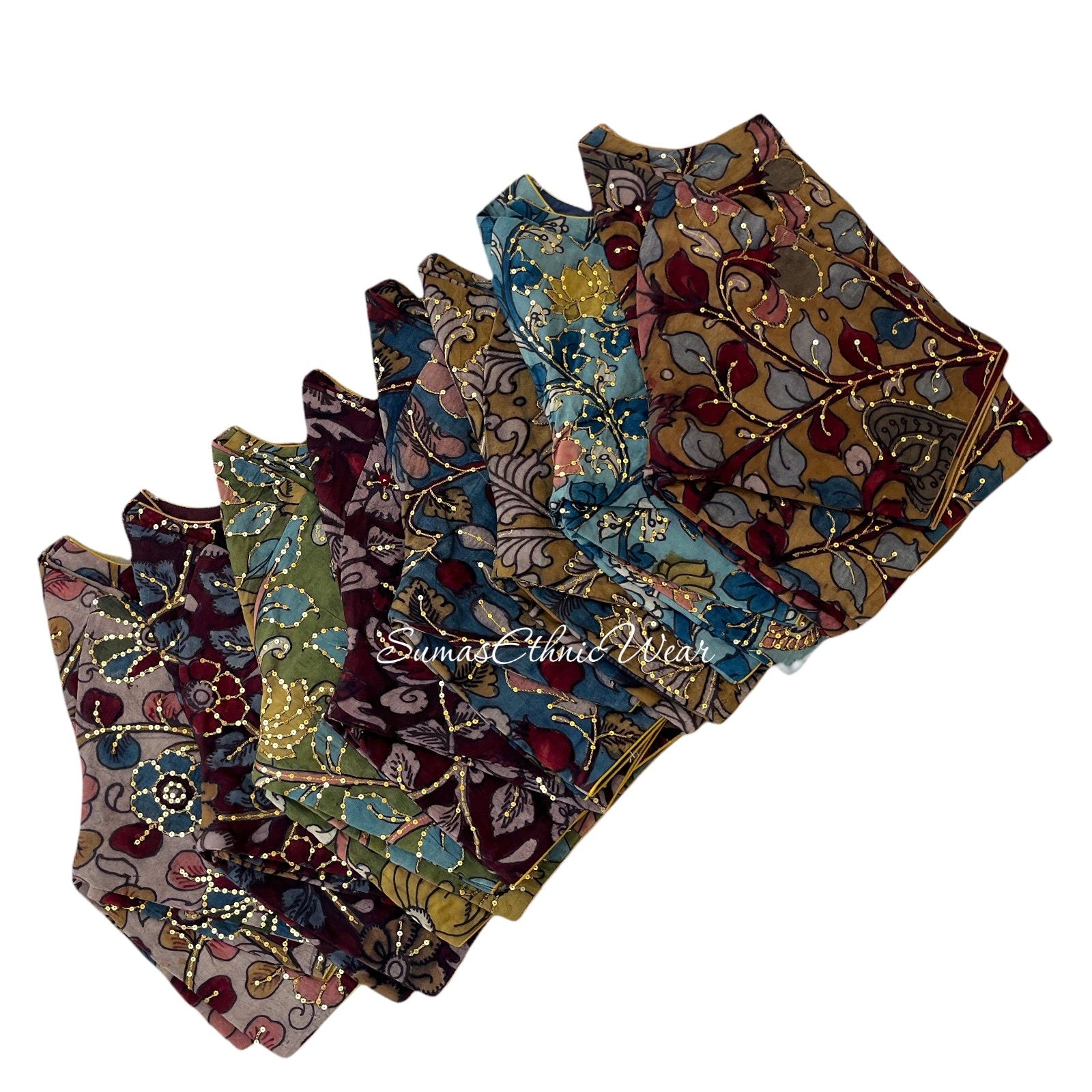 Maroon Silk Kalamkari Sequin Embroidered Blouse