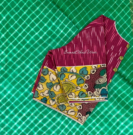 Green Kota Silk Leheriya Saree with blouse
